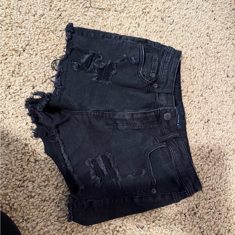Women’s Aeropostale Black Ripped Jean Shorts